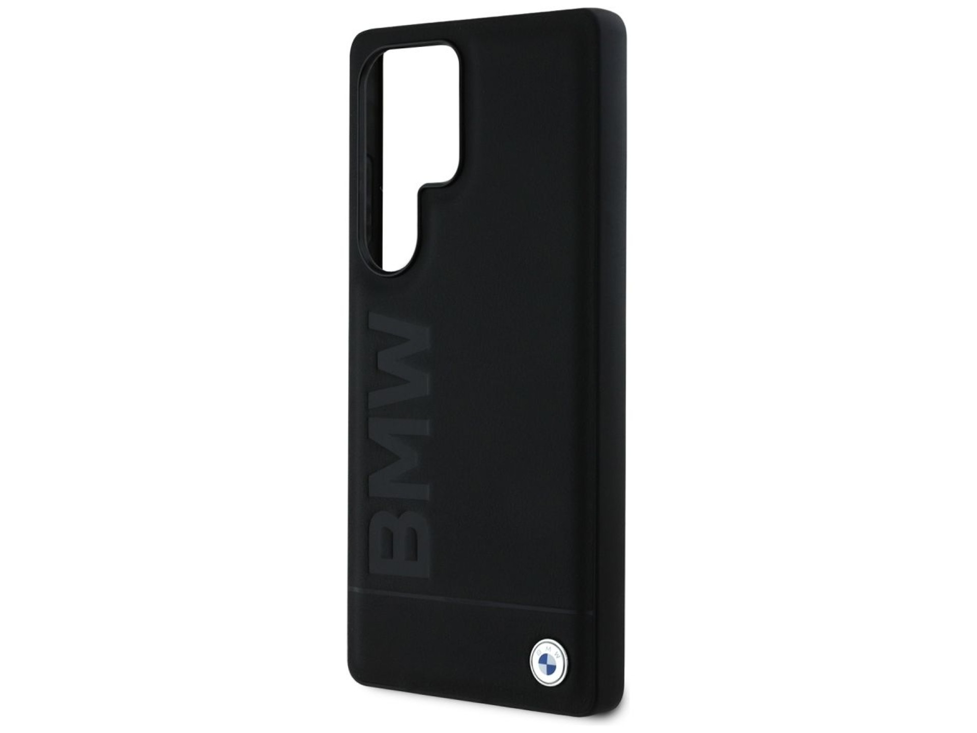 Capa de couro BMW com logotipo grande para Samsung Galaxy S25 Ultra - Preta
