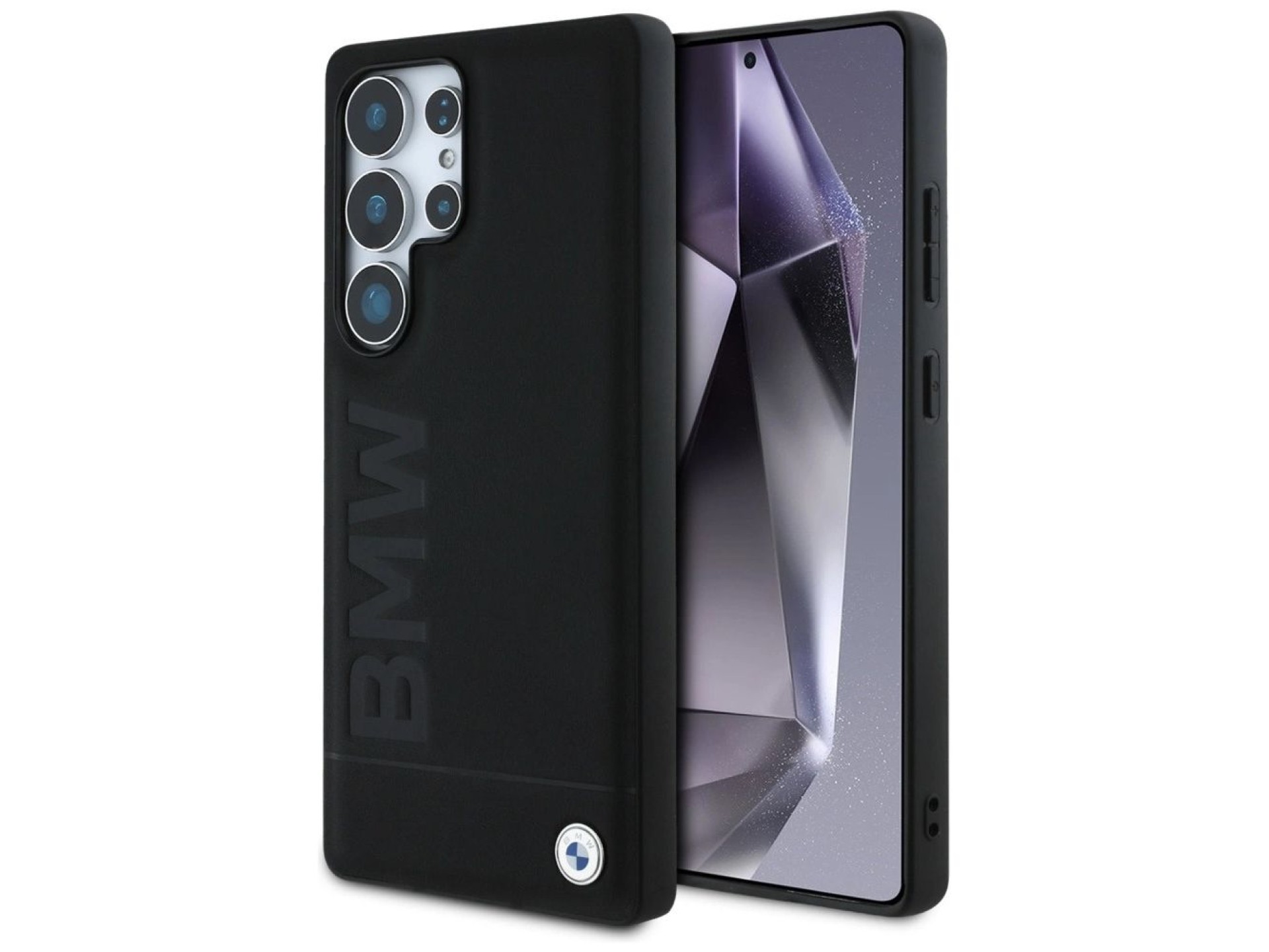Capa de couro BMW com logotipo grande para Samsung Galaxy S25 Ultra - Preta
