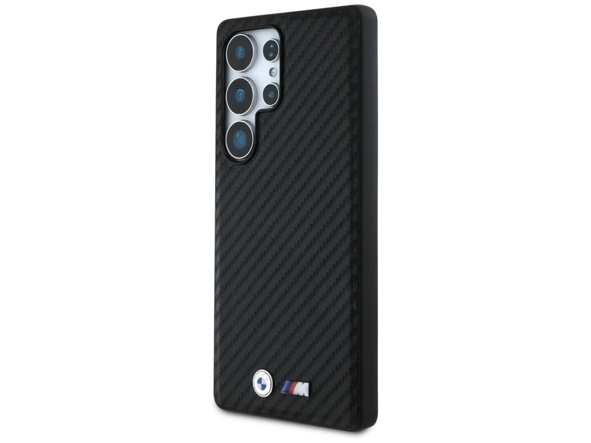 Capa MagSafe em couro e fibra de carbono da BMW para Samsung Galaxy S25 Ultra - Preta