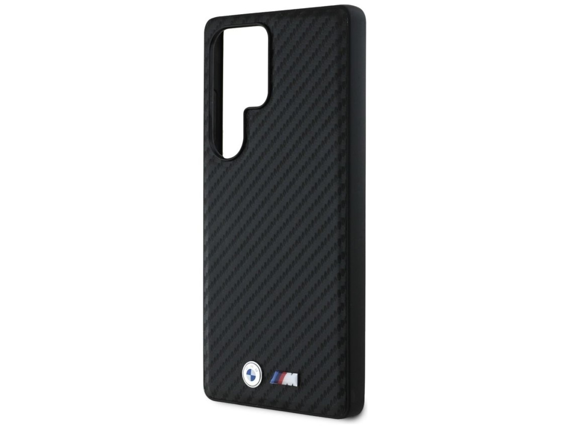 Capa MagSafe em couro e fibra de carbono da BMW para Samsung Galaxy S25 Ultra - Preta