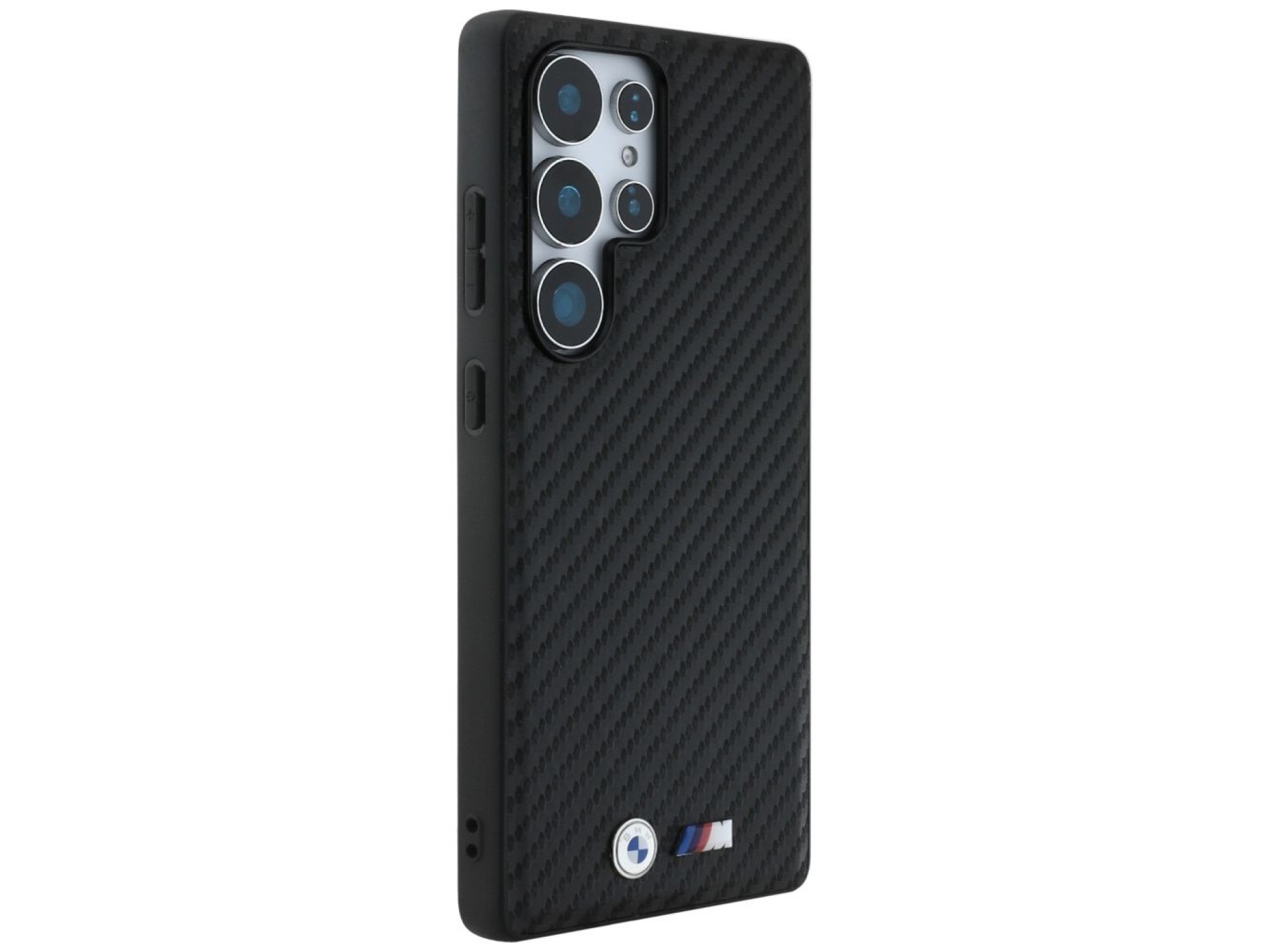 Capa MagSafe em couro e fibra de carbono da BMW para Samsung Galaxy S25 Ultra - Preta