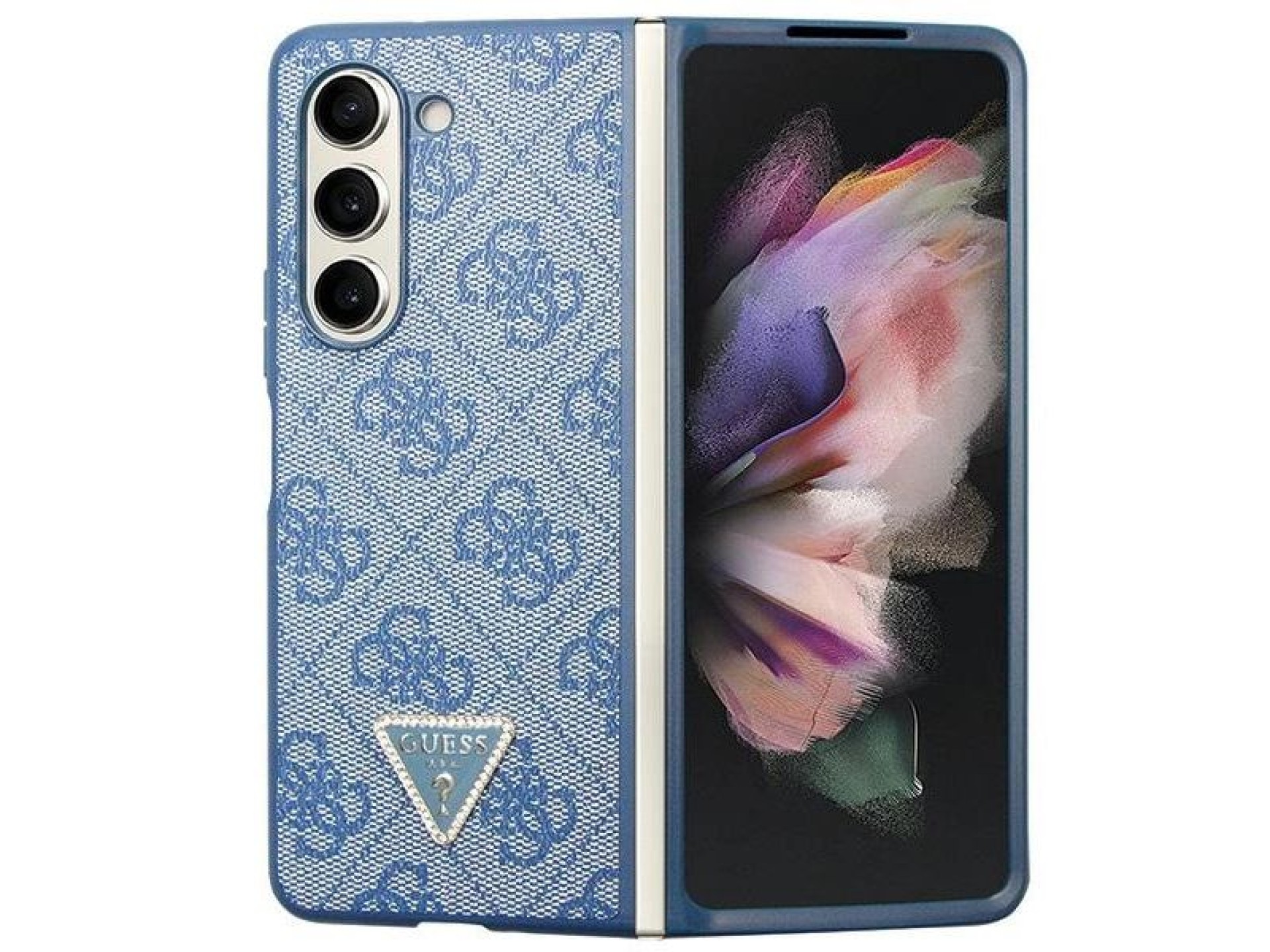 Guess 4G Triangle Strass Case for Samsung Galaxy Z Fold 5 - Blue
