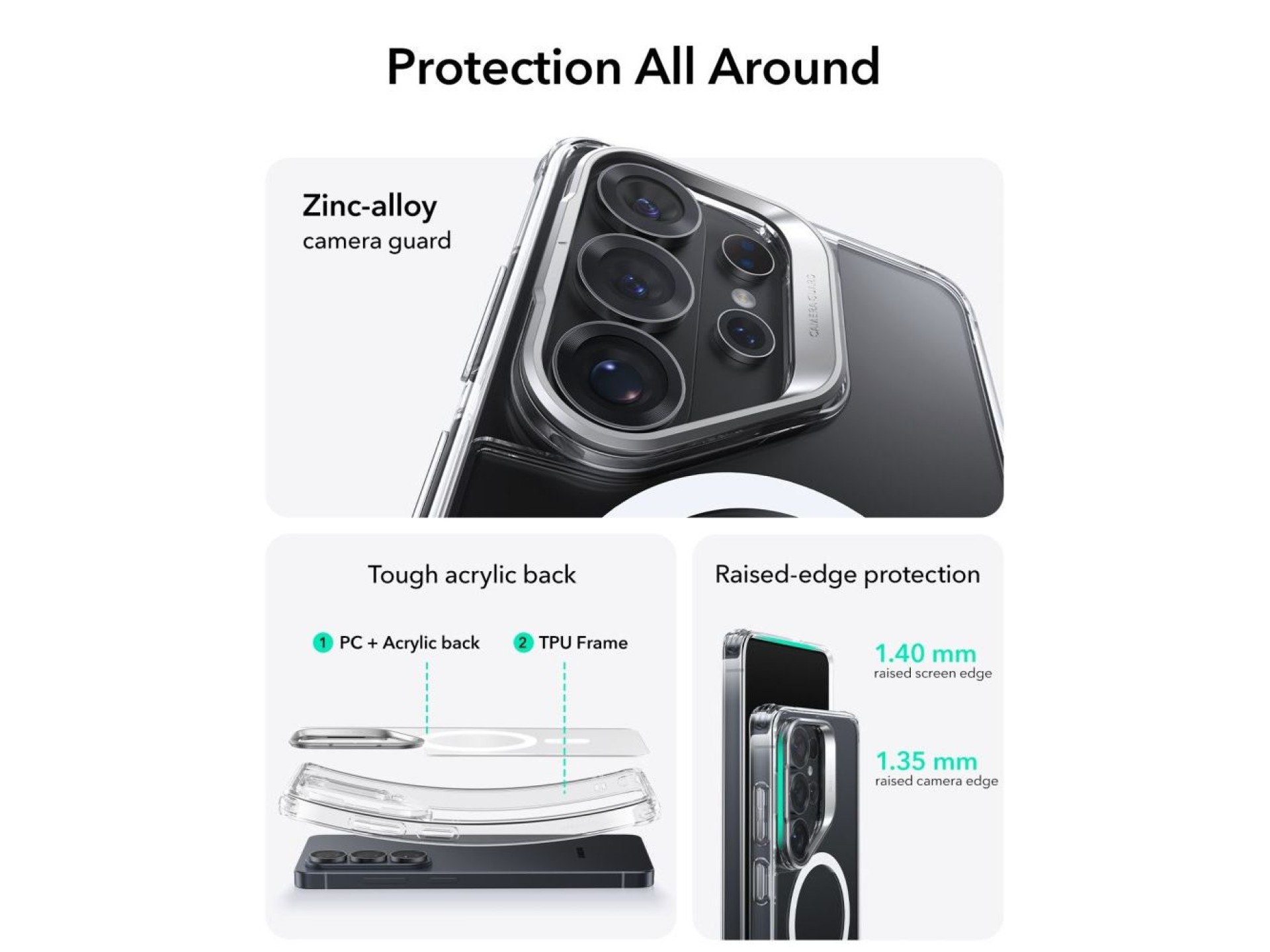 Funda ESR Classic Hybrid con soporte MagSafe para Samsung Galaxy S26 Ultra - Transparente