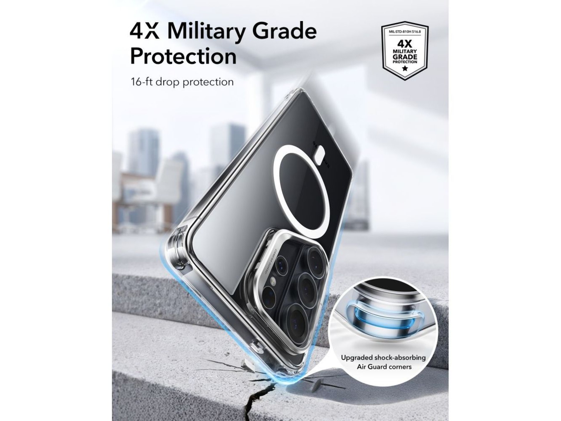 Funda ESR Classic Hybrid con soporte MagSafe para Samsung Galaxy S26 Ultra - Transparente