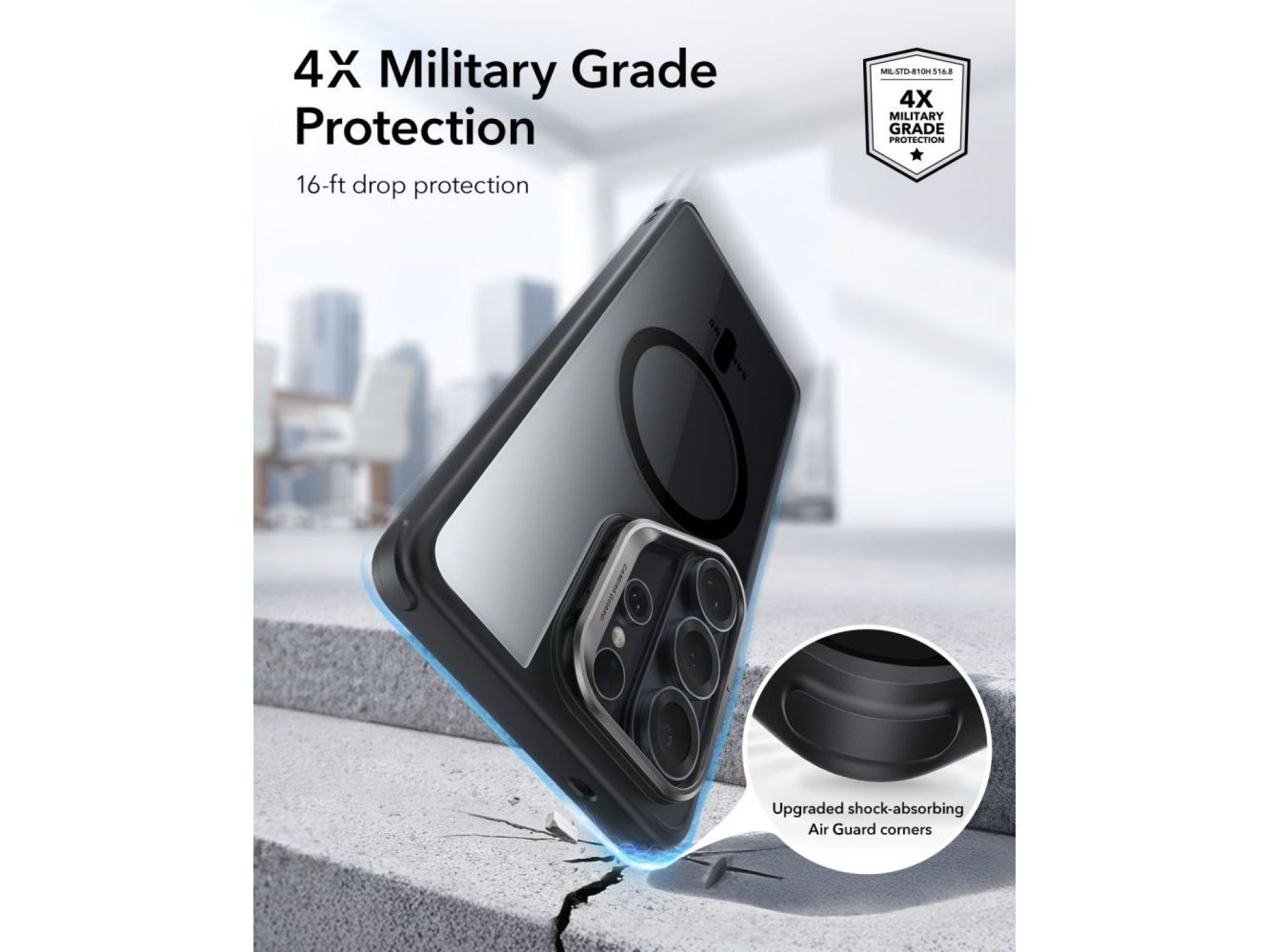 ESR Classic Hybrid Kickstand MagSafe Case for Samsung Galaxy S26 Ultra - Clear Black
