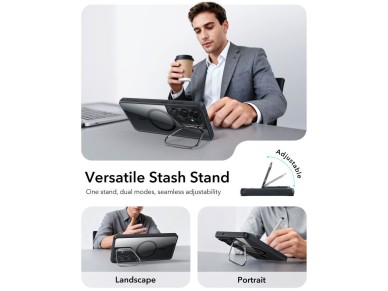 ESR Classic Hybrid Kickstand MagSafe Case for Samsung Galaxy S26 Ultra - Clear Black