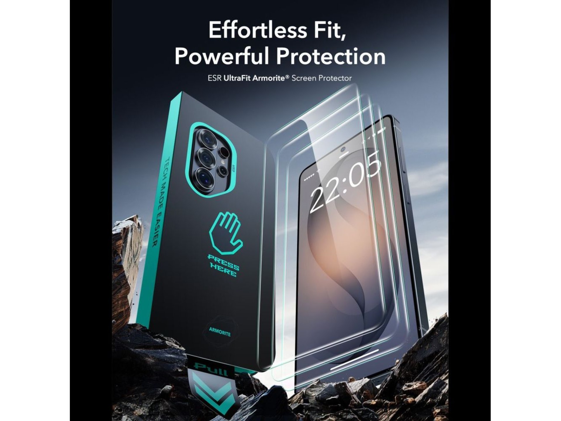 Protectores de pantalla de vidrio templado ESR UltraFit Armorite (paquete de 2) para Samsung Galaxy