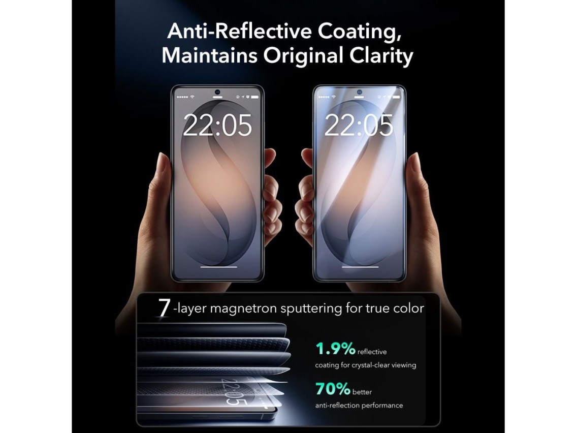 Protectores de pantalla de vidrio templado ESR UltraFit Armorite (paquete de 2) para Samsung Galaxy