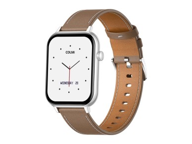 COLMI C28 Smartwatch – Silver + Brown Leather Strap COLMI C28 Smartwatch – Silver + Brown Leather Strap