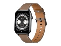 COLMI C28 Smartwatch – Black + Brown Leather Strap