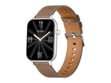 COLMI C28 Smartwatch – Silver + Brown Leather Strap COLMI C28 Smartwatch – Silver + Brown Leather Strap