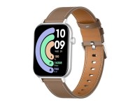 Relógio inteligente COLMI C28 – Prateado + Pulseira de couro marrom Relógio inteligente COLMI C28 – Prateado + Pulseira de couro marrom