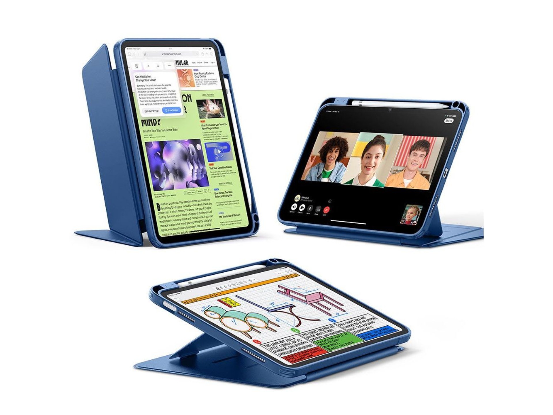 Funda híbrida plegable ESR para iPad de 10,9” (2022) / iPad de 11” (2024) - Azul