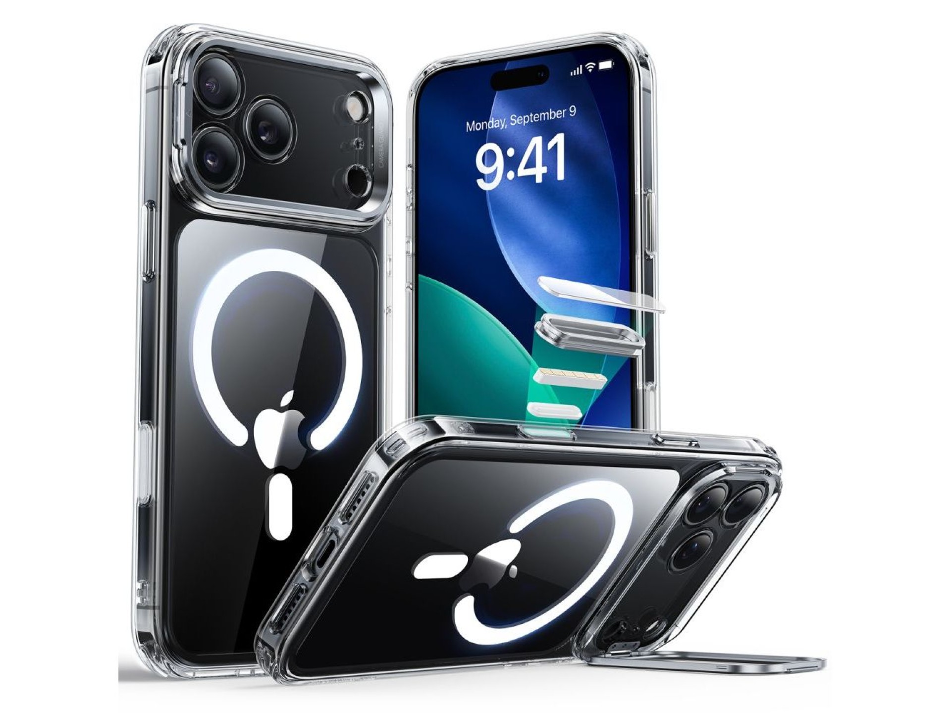 Capa MagSafe ESR Classic Hybrid com suporte para iPhone 17 Pro Max - Transparente