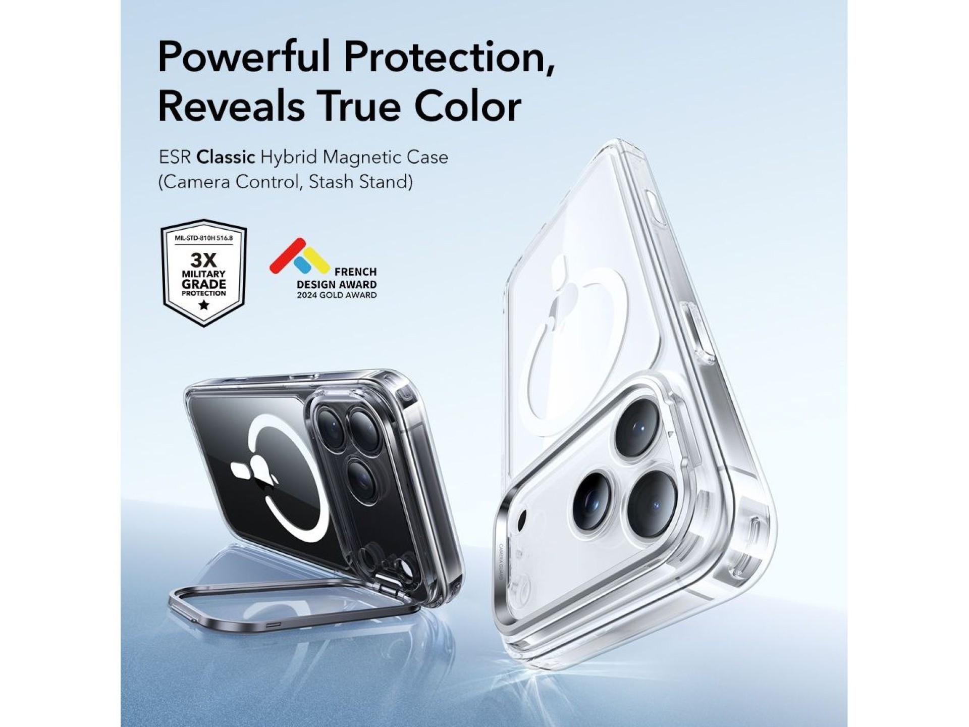 Capa MagSafe ESR Classic Hybrid com suporte para iPhone 17 Pro Max - Transparente