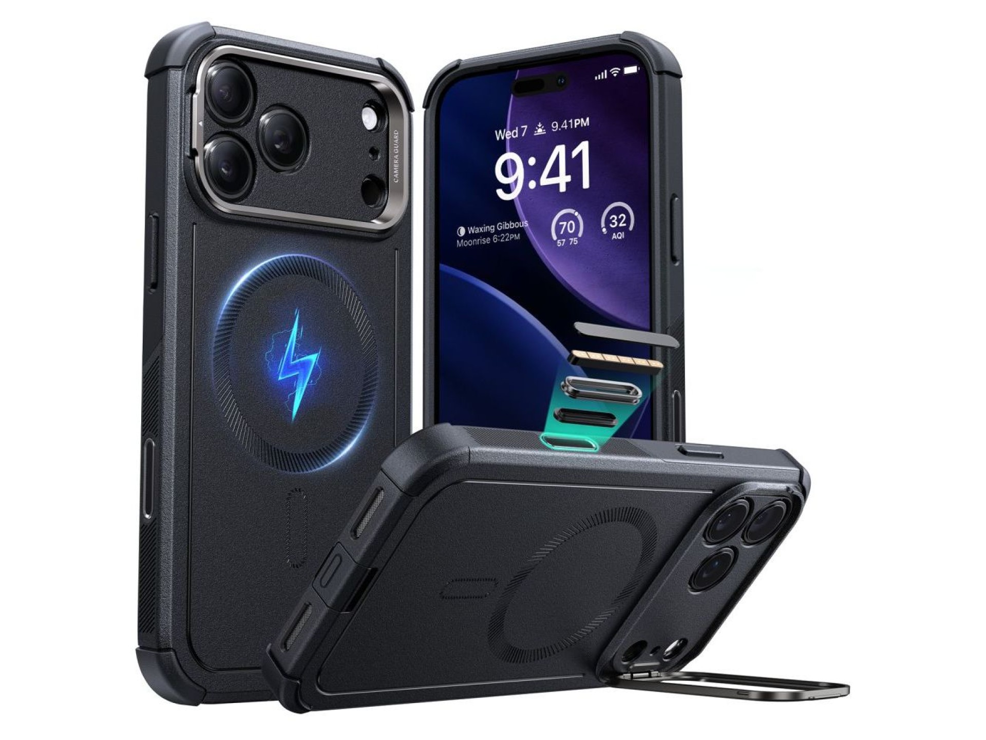Capa MagSafe com suporte ESR Cyber ??para iPhone 17 Pro - Preta