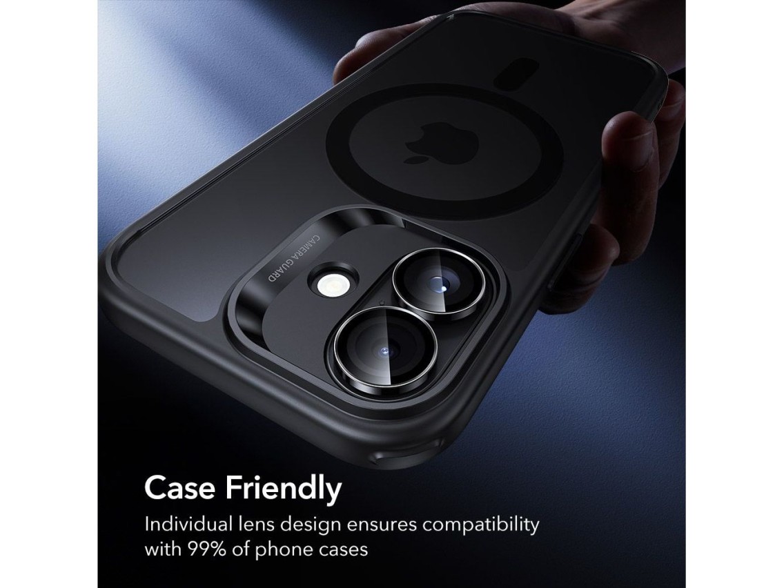 Capa protetora de câmera ESR Armorite para iPhone 16 / 16 Plus / 17 - Preta