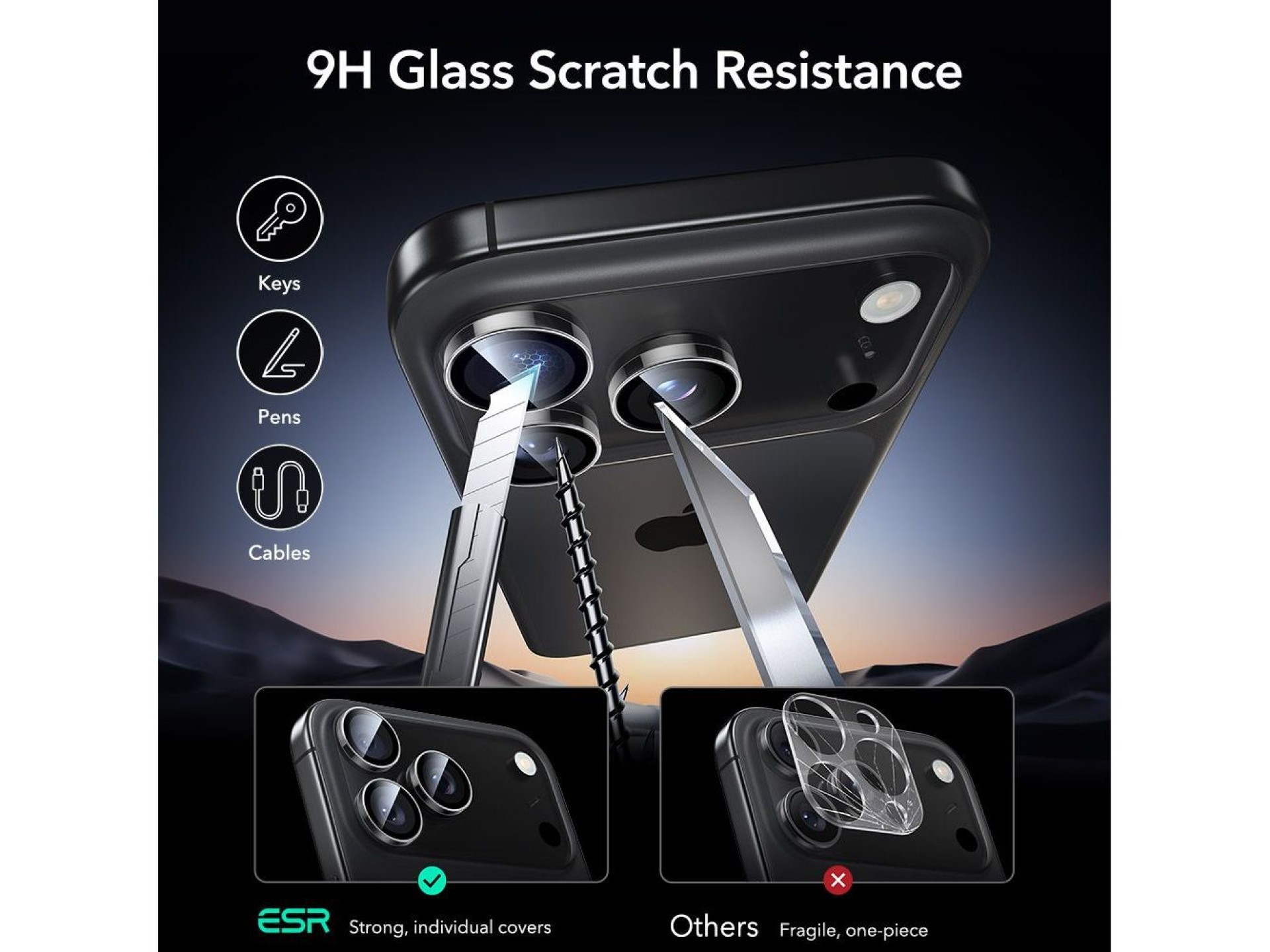 ESR Armorite Camera Protector for iPhone 14 Pro / Pro Max / 15 Pro / Pro Max / 16 Pro / Pro Max / 17