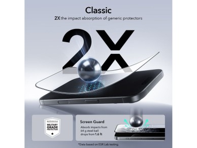 ESR UltraFit Tempered Glass 2-pack for iPhone 16 Pro / 17 - transparent ESR UltraFit Tempered Glass 2-pack for iPhone 16 Pro / 17 - transparent
