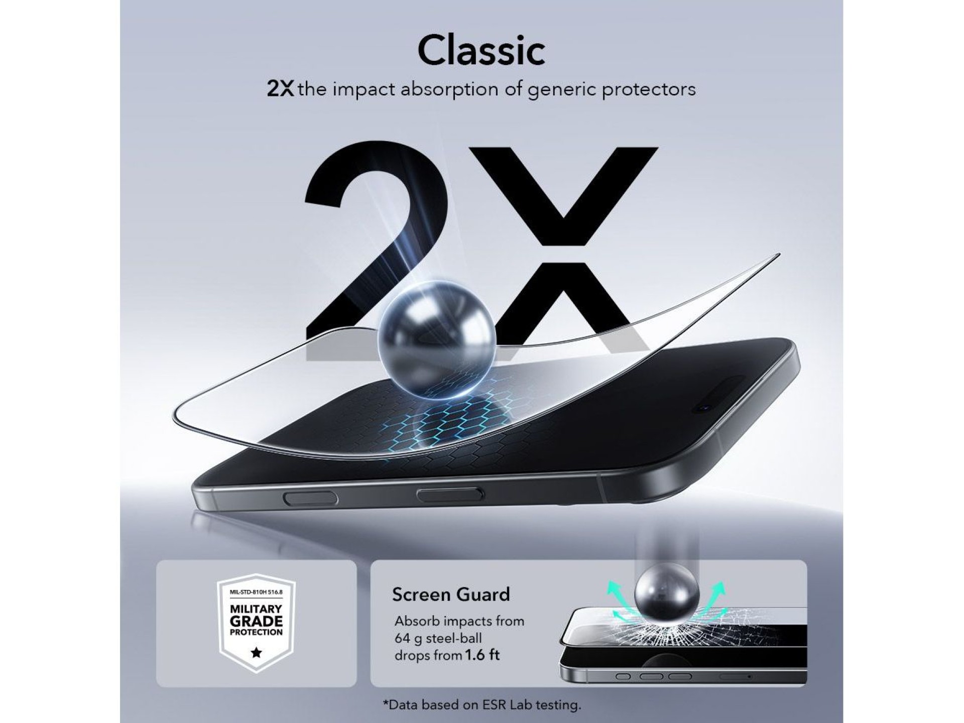 ESR UltraFit Tempered Glass 2-pack for iPhone 16 Pro / 17 - transparent