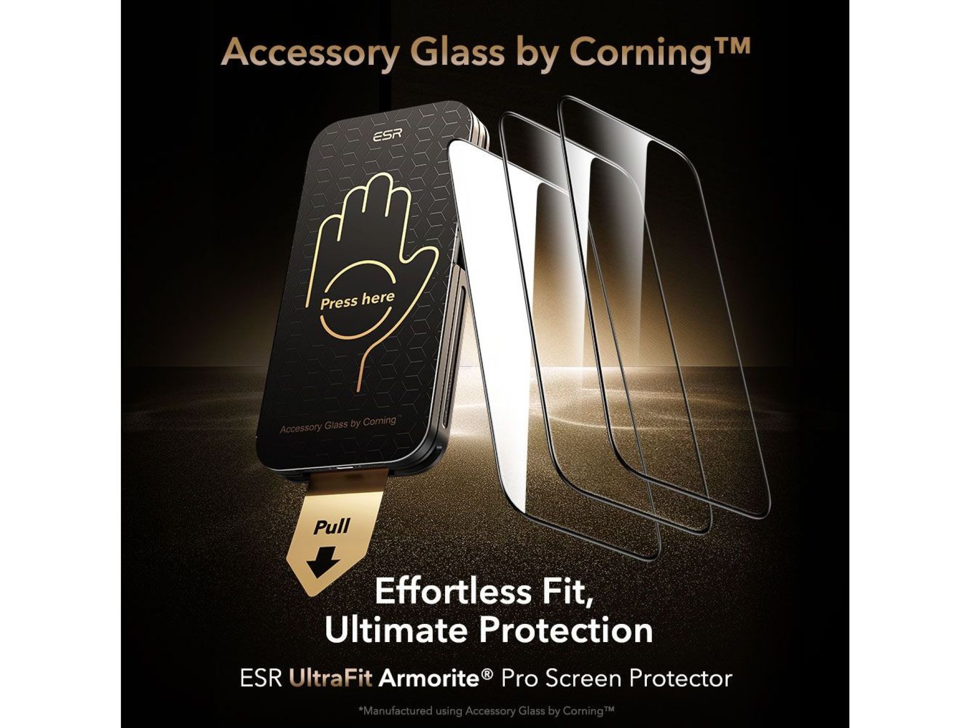 Protector de pantalla de vidrio templado ESR UltraFit Armorite Pro para iPhone 16 Pro / 17 - Transpa