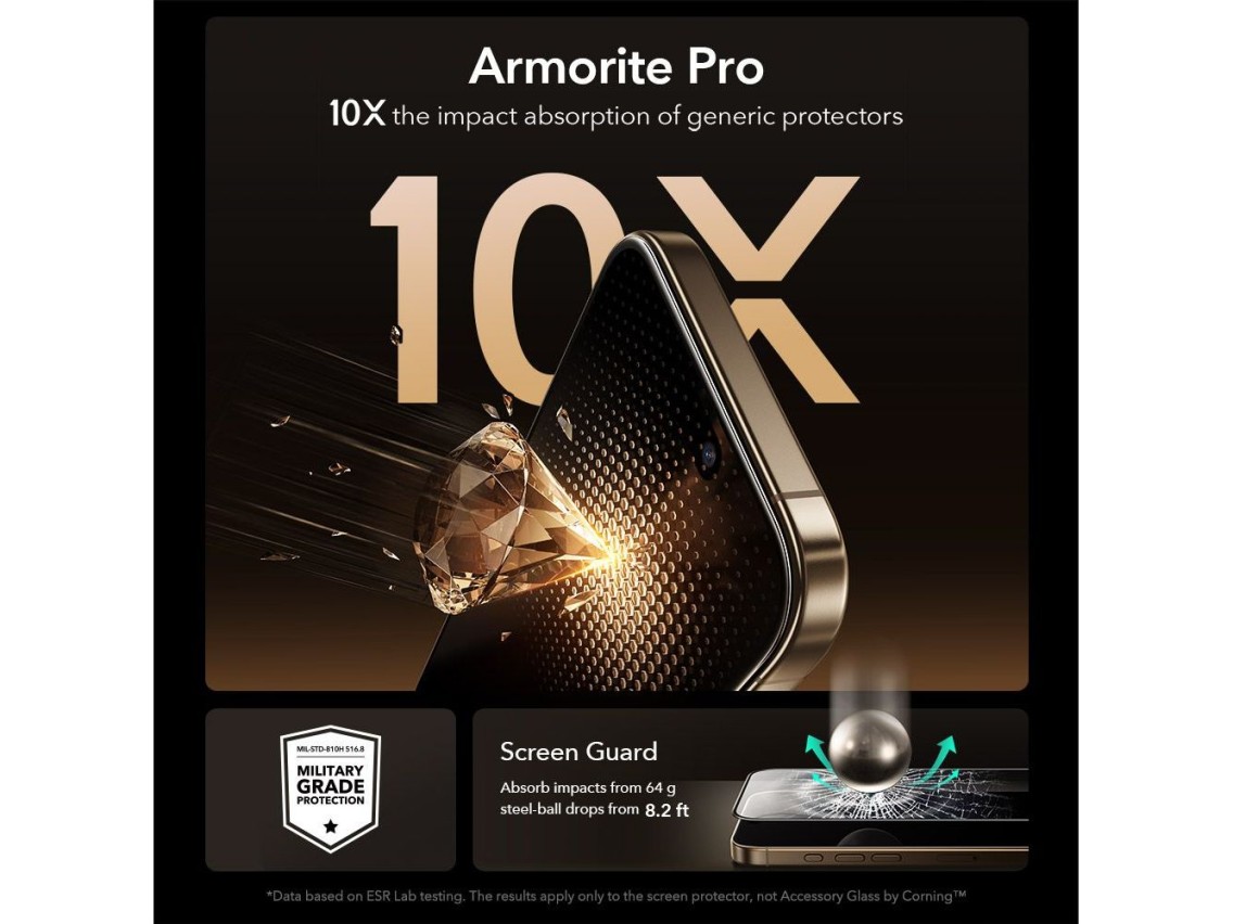 Película de vidro temperado ESR UltraFit Armorite Pro para iPhone 17 Pro - Transparente