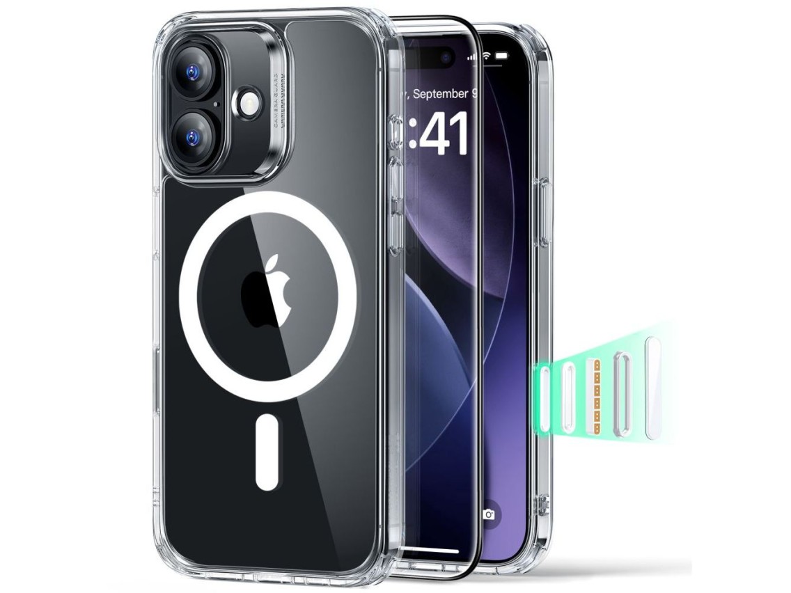 Juego de fundas ESR Classic Hybrid MagSafe + cristal templado para iPhone 17 - Transparente