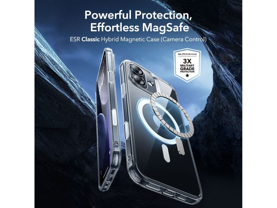 Juego de fundas ESR Classic Hybrid MagSafe + cristal templado para iPhone 17 - Transparente