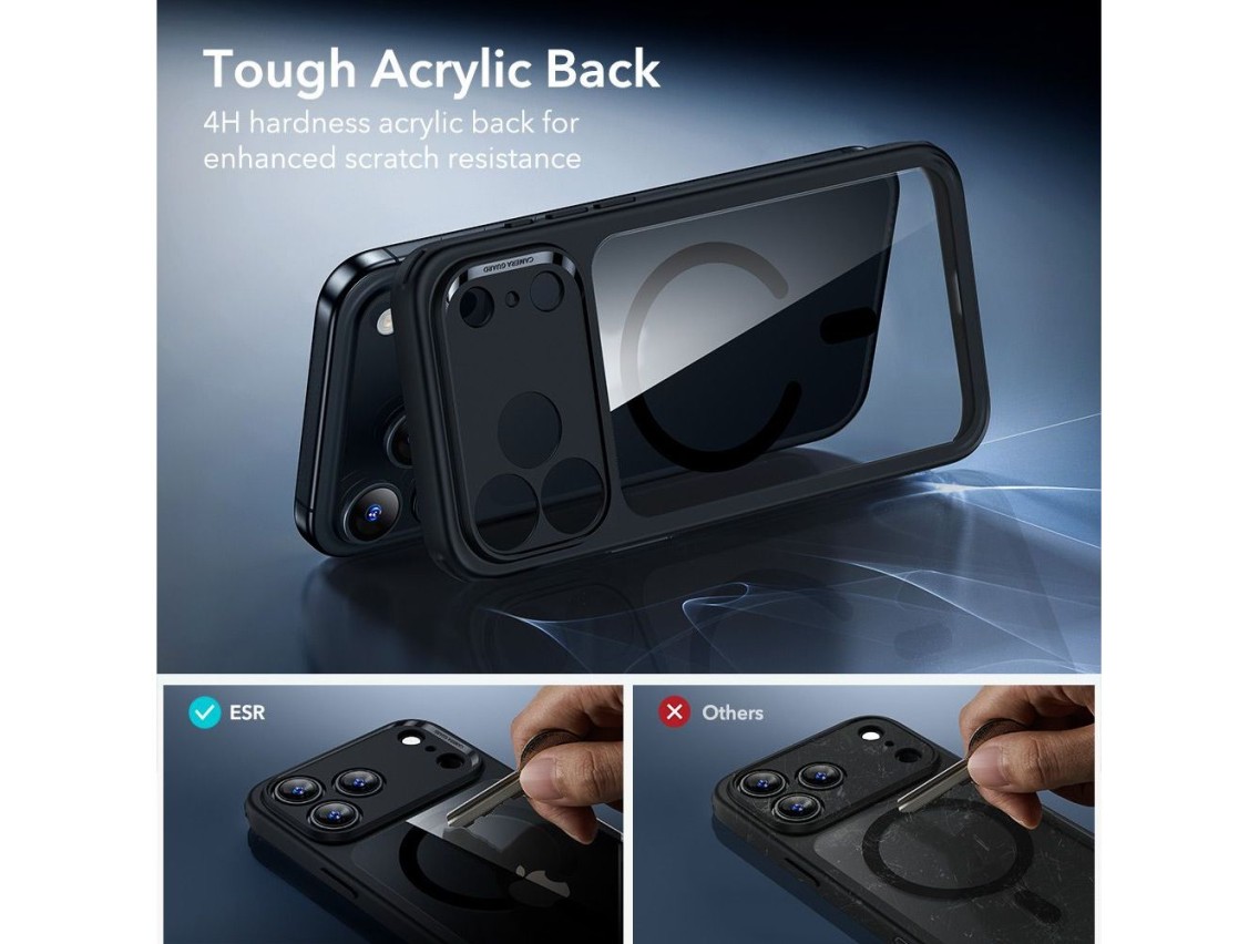 Juego de fundas ESR Classic Hybrid MagSafe + cristal templado para iPhone 17 Pro - Negro transparent
