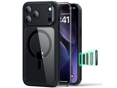 Juego de fundas ESR Classic Hybrid MagSafe + cristal templado para iPhone 17 Pro - Negro transparent