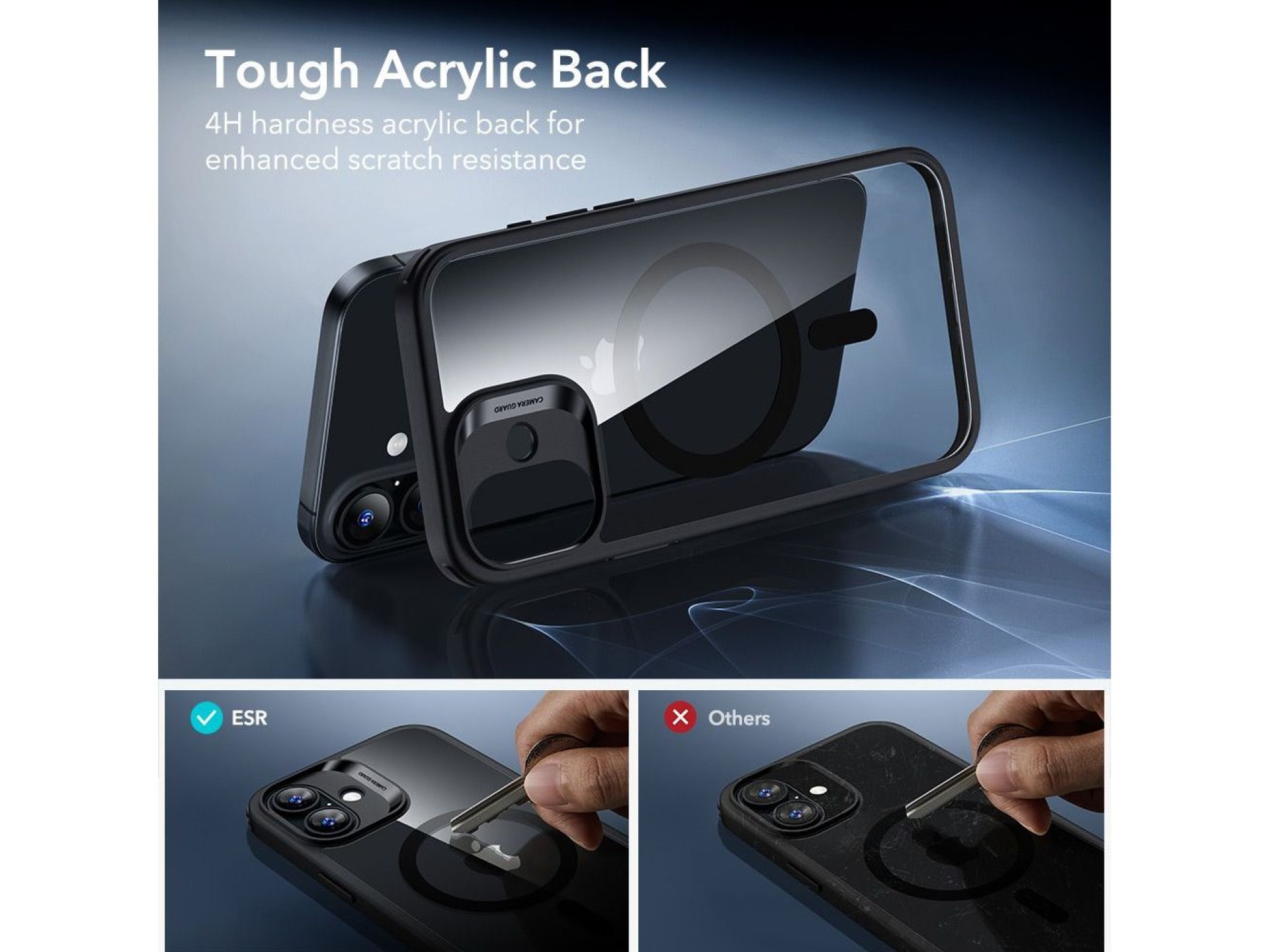 Conjunto ESR Classic Hybrid MagSafe + Película de Vidro Temperado para iPhone 17 - Preto Transparent