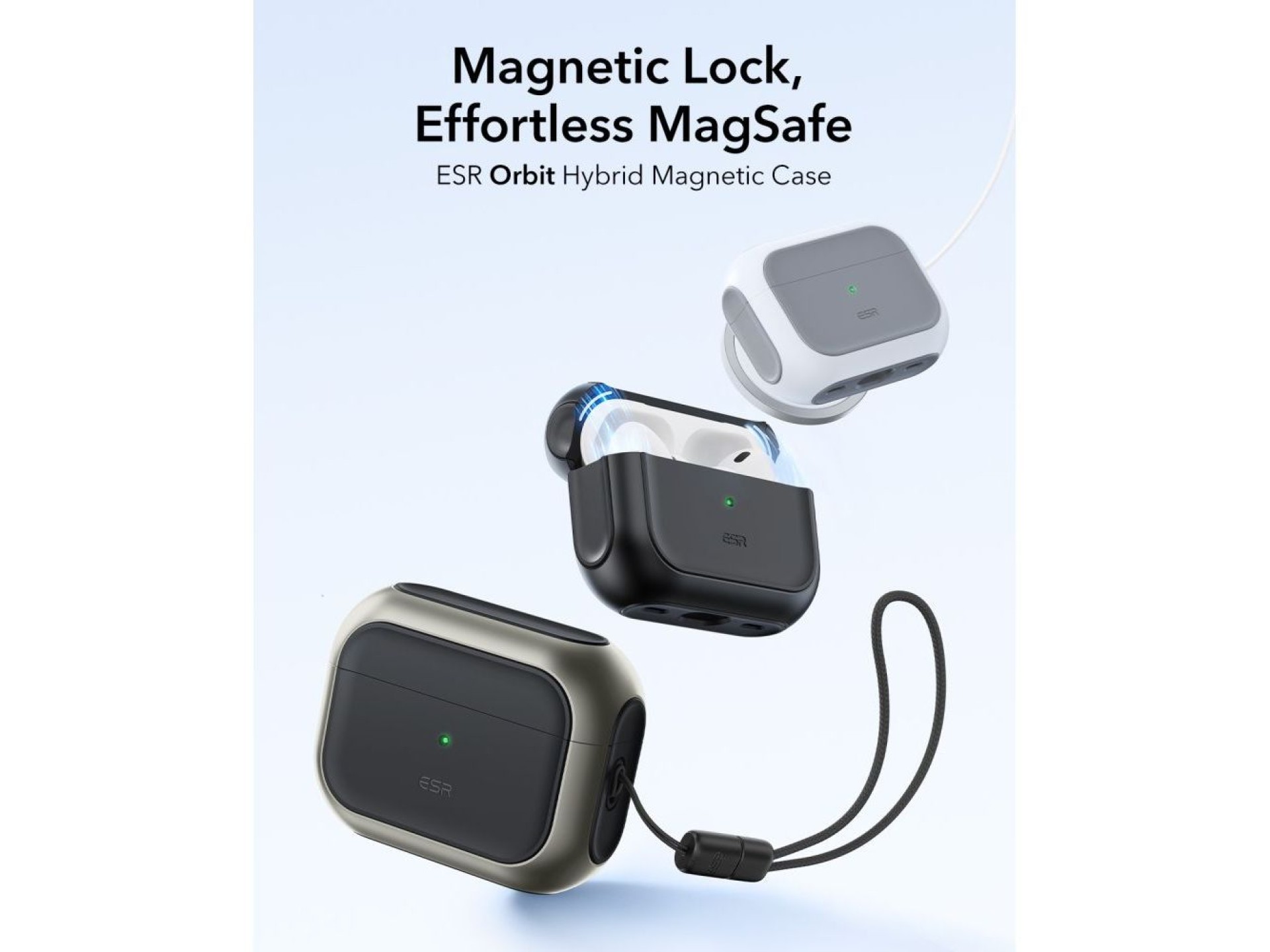 ESR Orbit HaloLock MagSafe Case for AirPods Pro 3 - Gray & Black