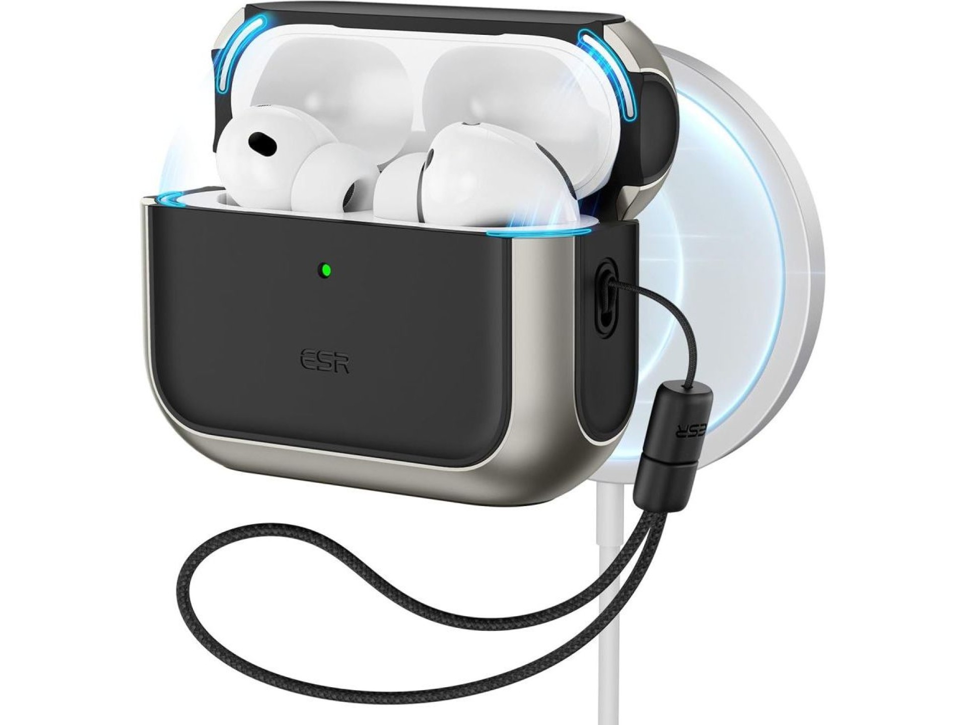 ESR Orbit HaloLock MagSafe Case for AirPods Pro 3 - Gray & Black
