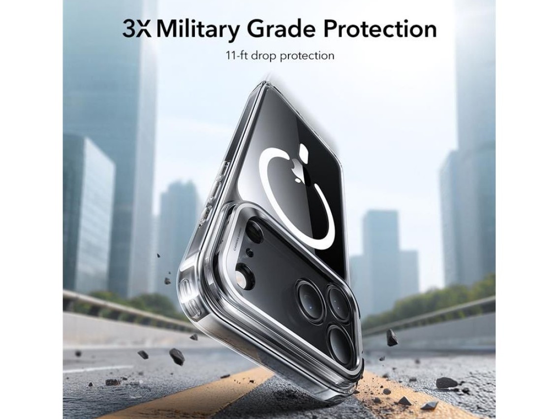Capa MagSafe ESR Classic Hybrid com suporte para iPhone 17 Pro - Transparente