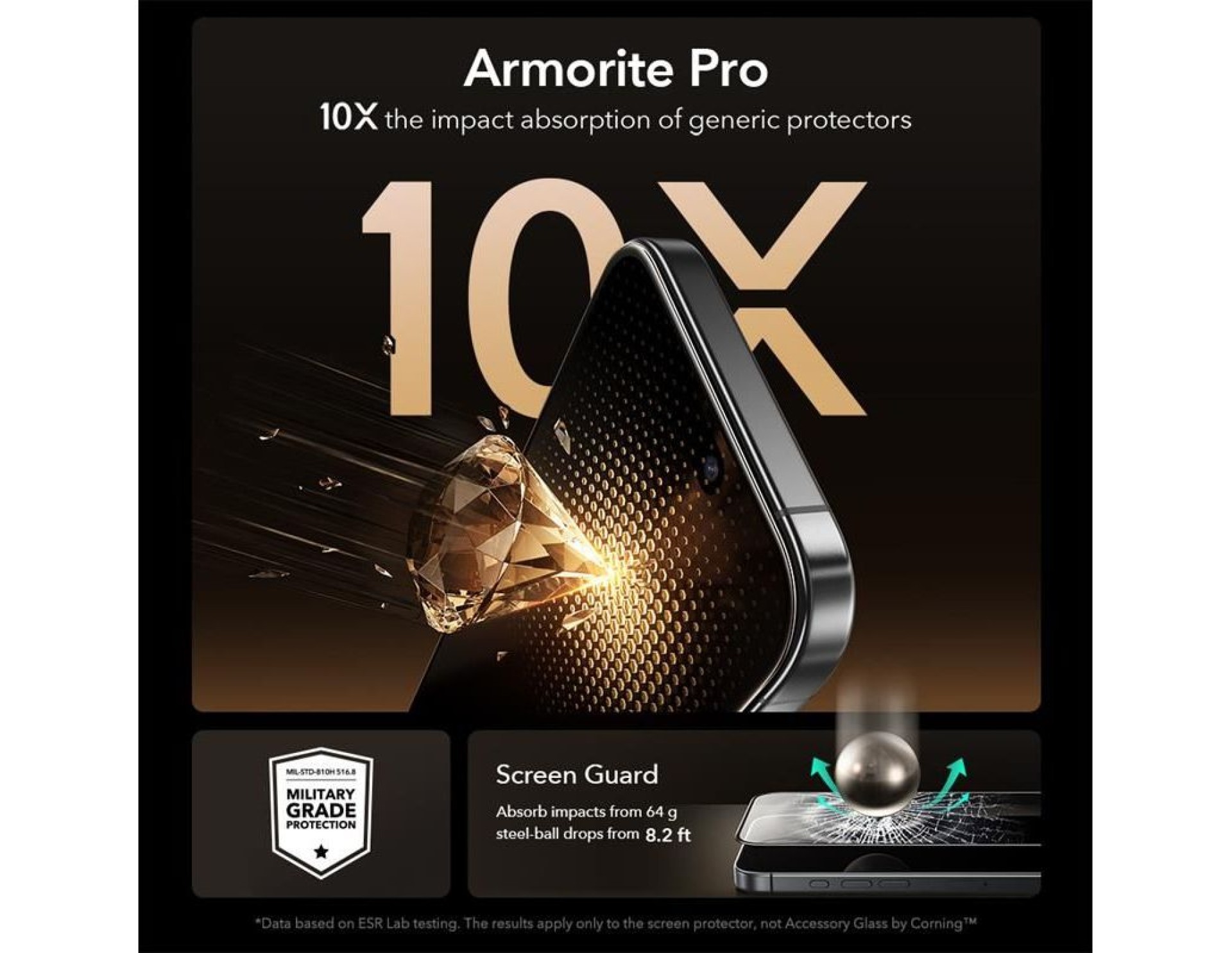 Protector de pantalla de vidrio templado ESR UltraFit Armorite Pro para iPhone 16 Pro / 17 - Transpa