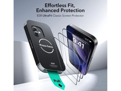 ESR UltraFit Tempered Glass 2-pack for iPhone 16 Pro / 17 - transparent ESR UltraFit Tempered Glass 2-pack for iPhone 16 Pro / 17 - transparent