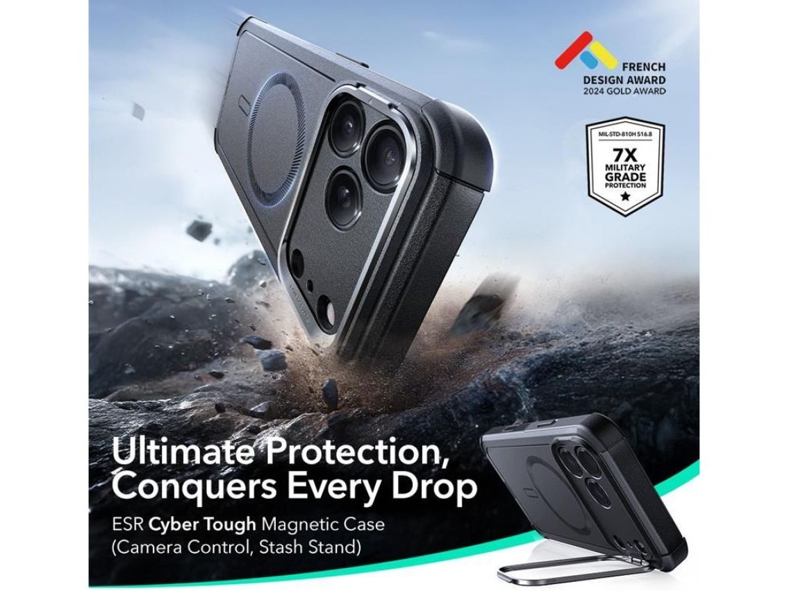 Capa MagSafe com suporte ESR Cyber ??para iPhone 17 Pro - Preta