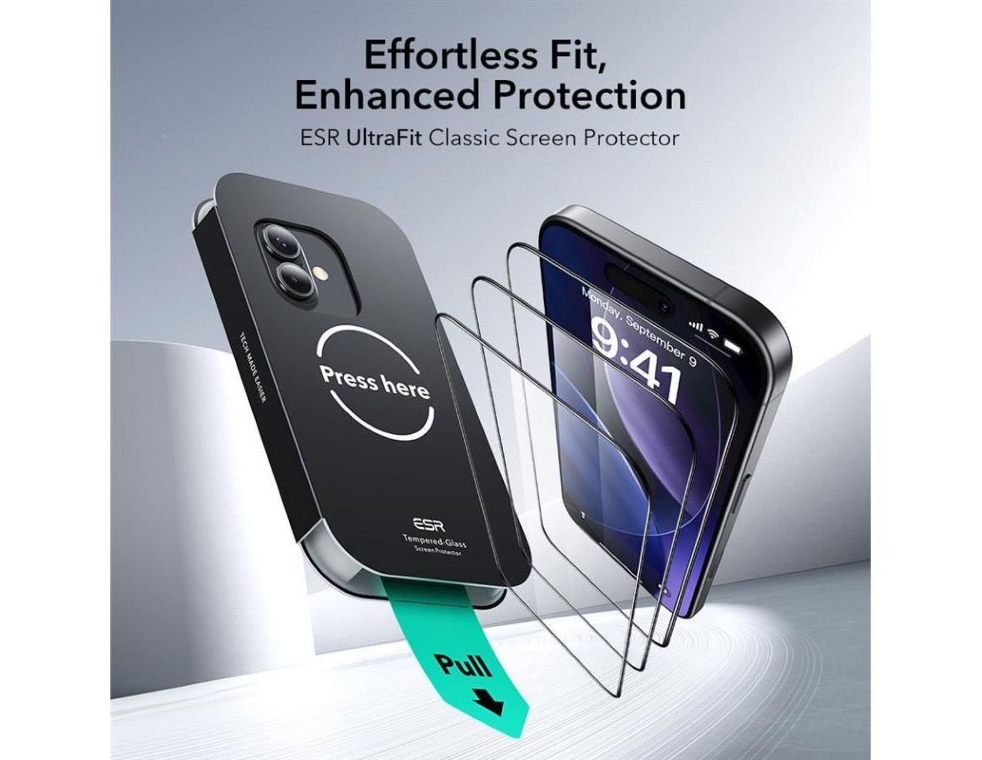 ESR UltraFit Tempered Glass 2-pack for iPhone 16 Pro / 17 - transparent