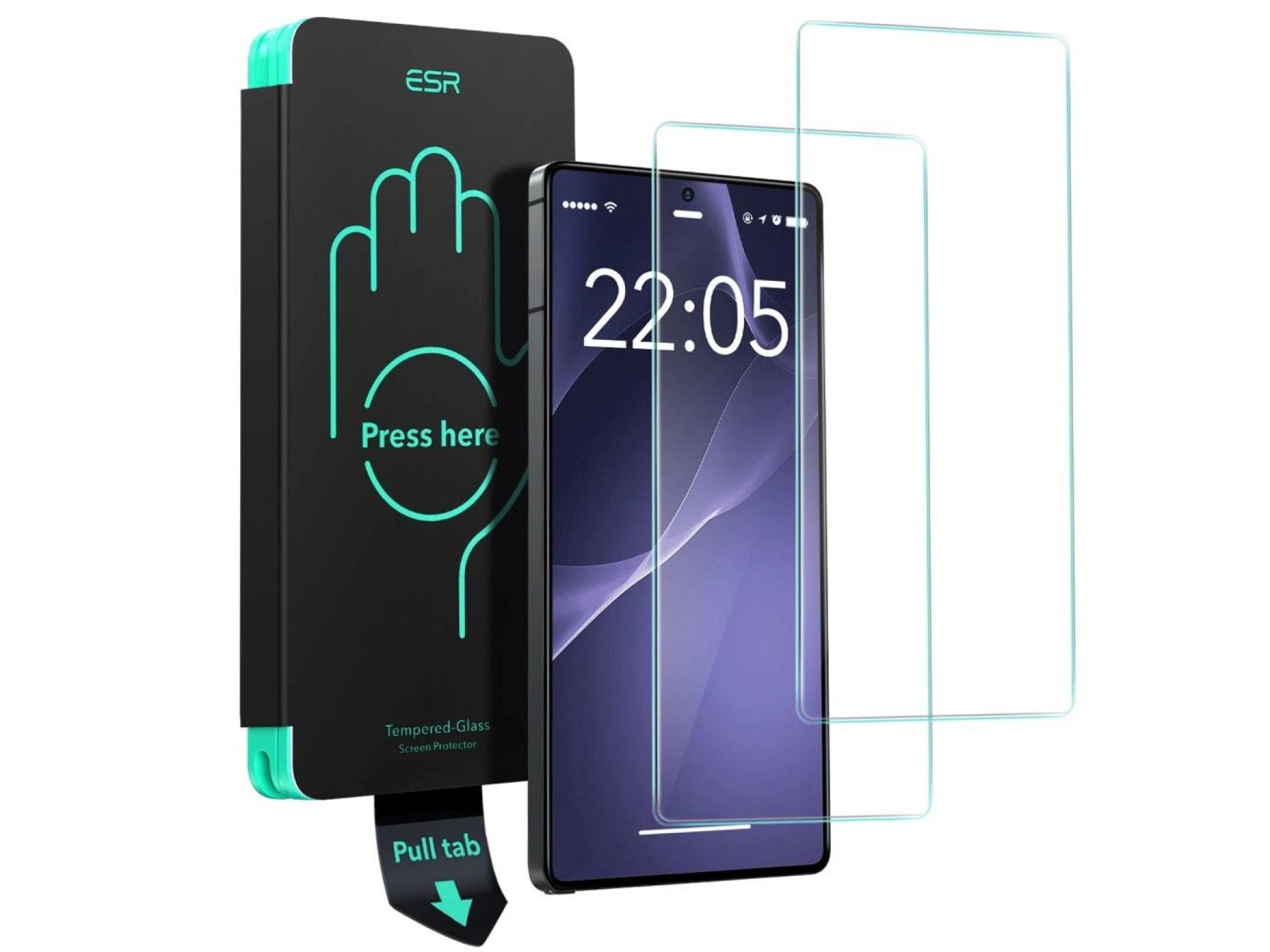 Paquete de 2 protectores de pantalla de vidrio templado ESR para Samsung Galaxy S25 Ultra - transpar