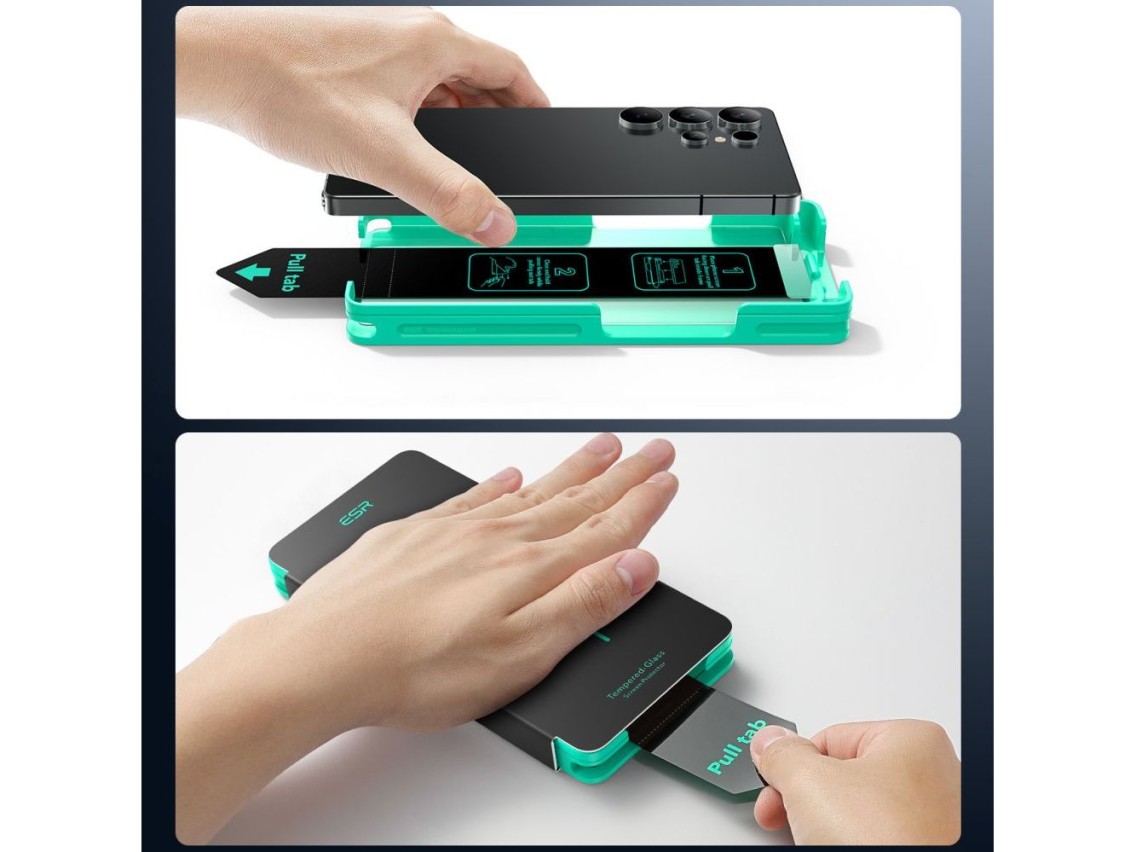 Paquete de 2 protectores de pantalla de vidrio templado ESR para Samsung Galaxy S25 Ultra - transpar
