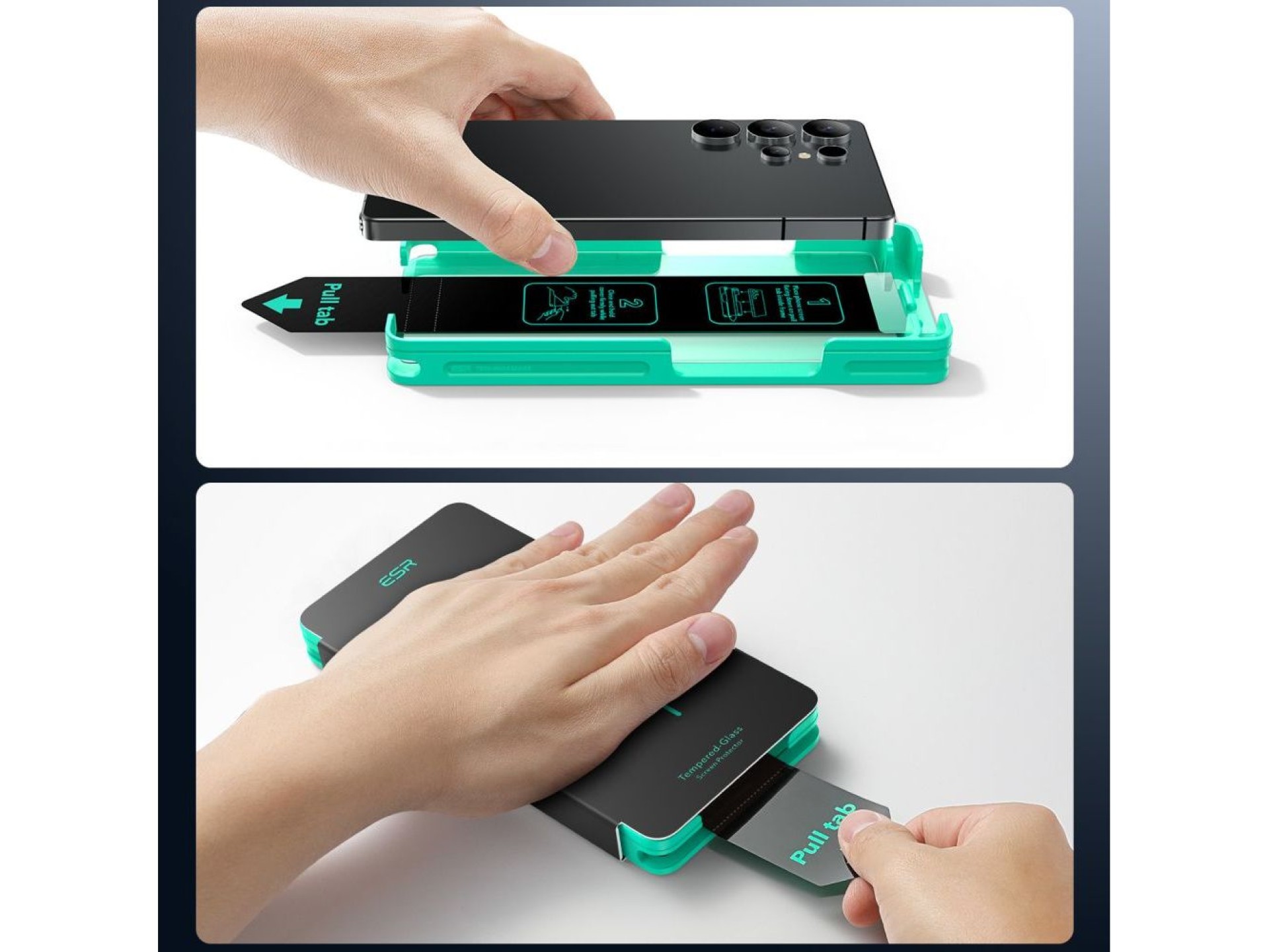 Paquete de 2 protectores de pantalla de vidrio templado ESR para Samsung Galaxy S25 Ultra - transpar
