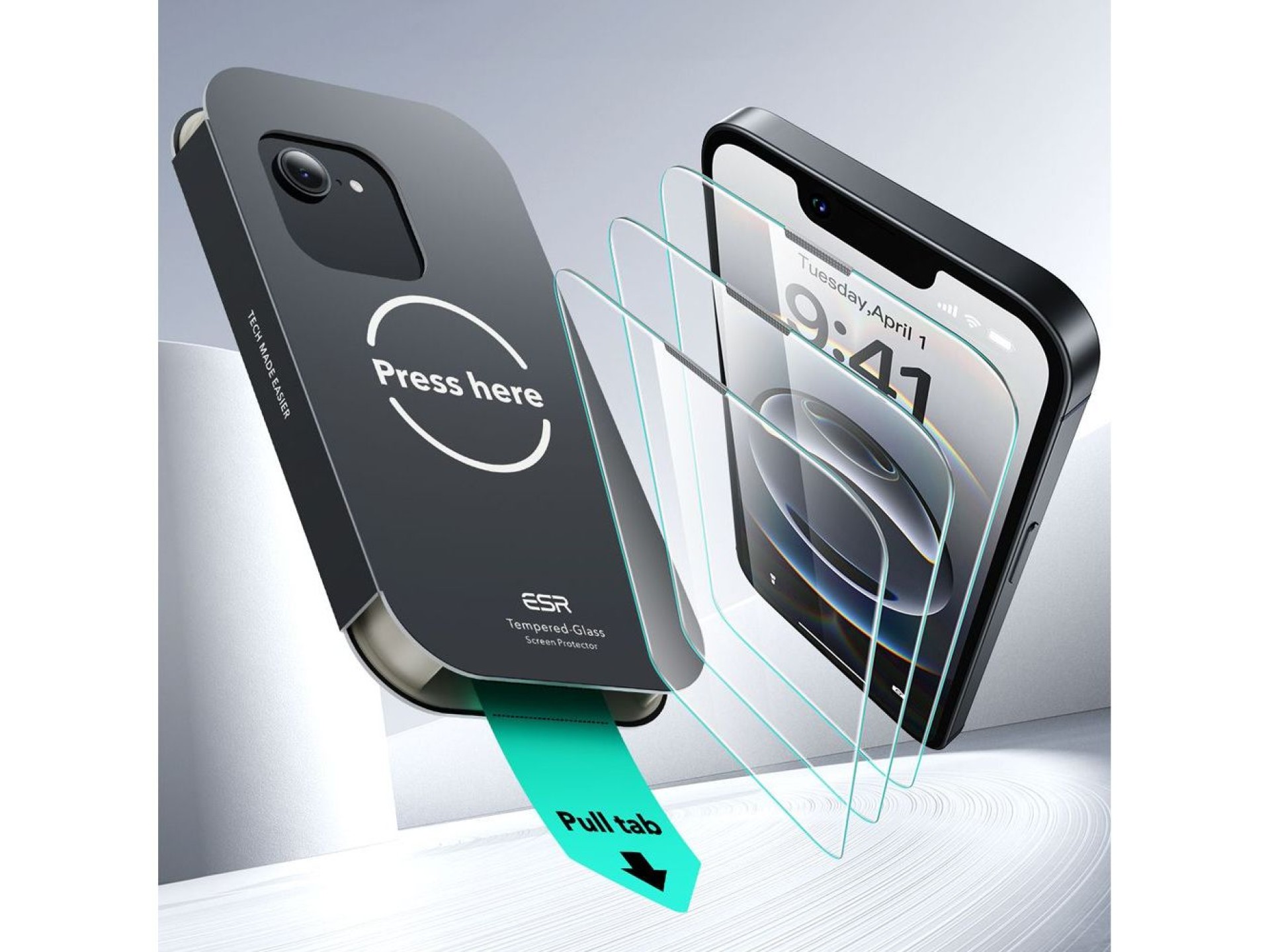 Capa de vidro temperado ESR UltraFit (pacote com 2) para iPhone 13 / 13 Pro / 14 / 16e / 17e