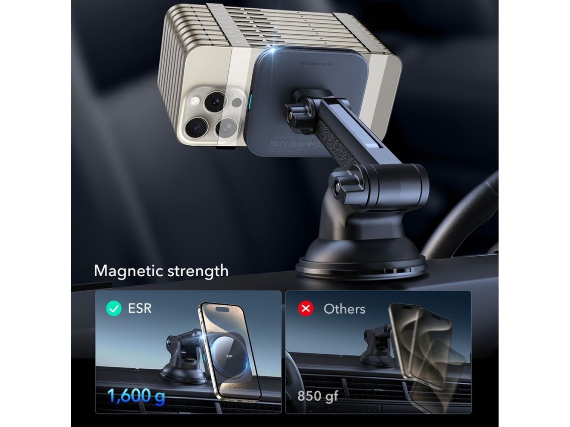 ESR Halolock Magnetic MagSafe QI2 15W Car Holder - Black