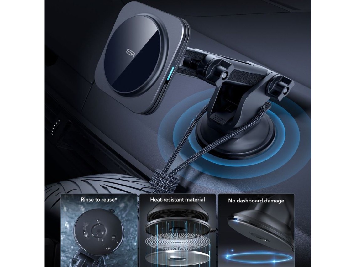ESR Halolock Magnetic MagSafe QI2 15W Car Holder - Black