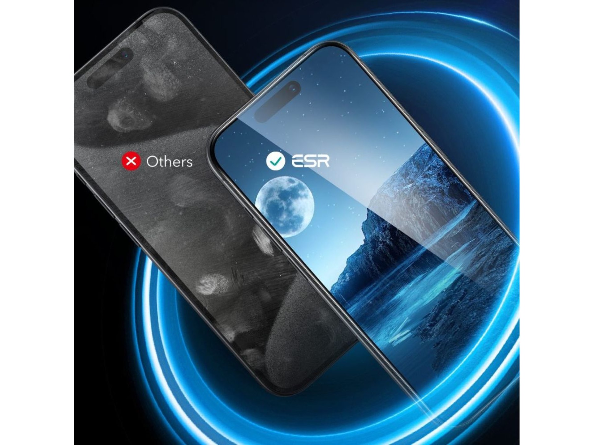 Protector de pantalla de vidrio templado ESR (paquete de 2) para iPhone 16 - transparente