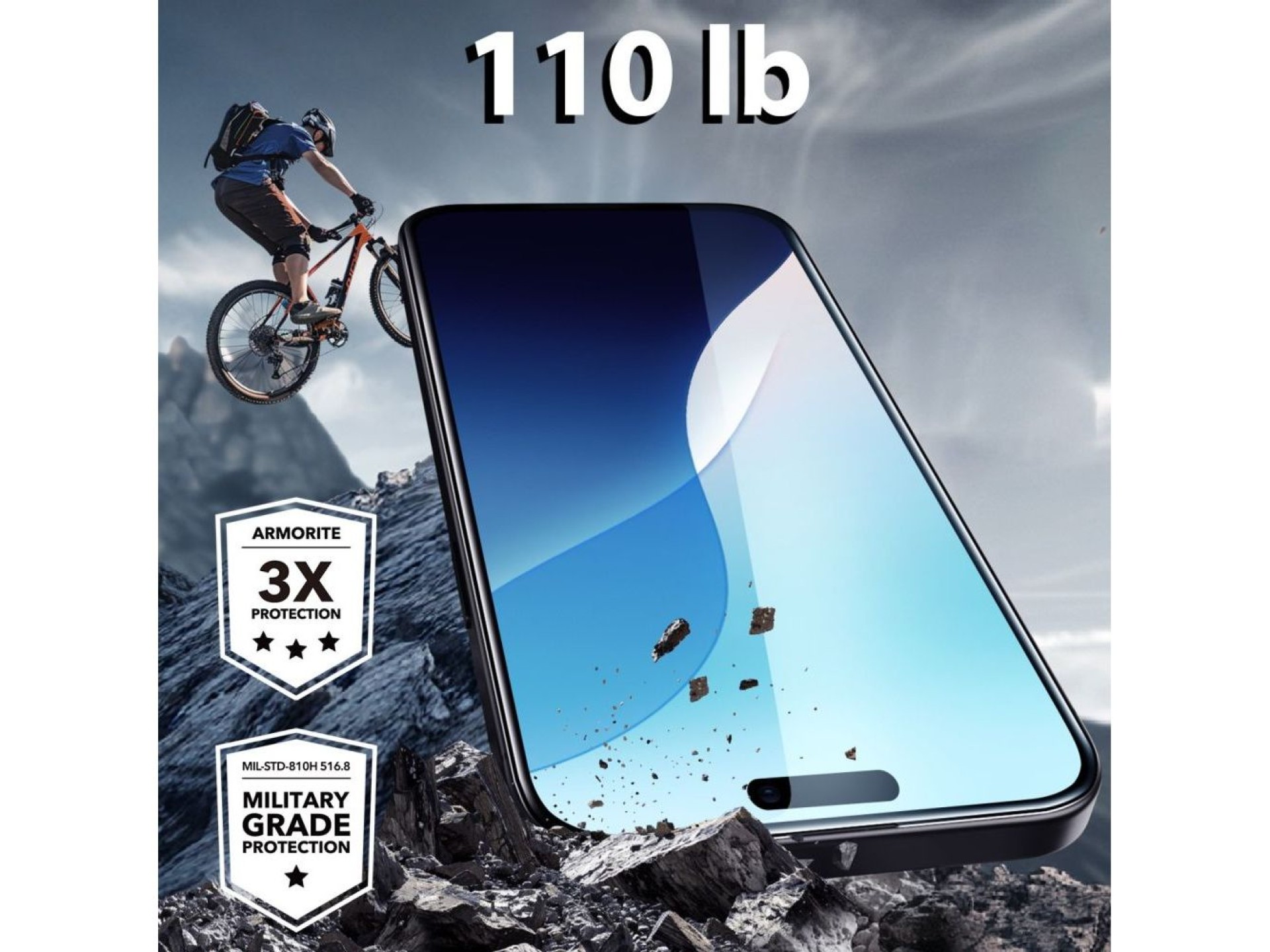 Película de vidro temperado ESR Armorite para iPhone 16 com aplicador - com moldura preta