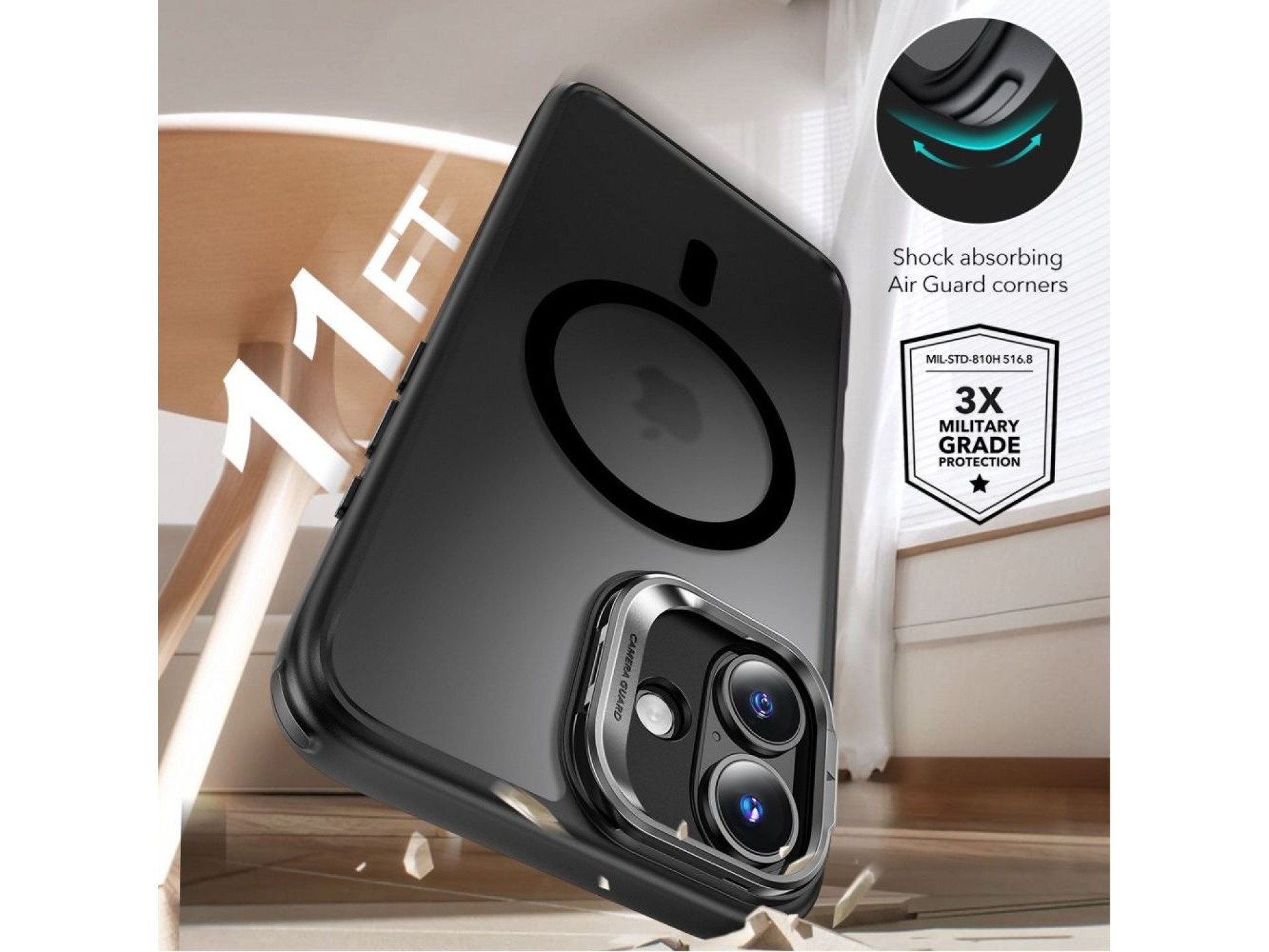 Funda ESR Classic Hybrid con soporte Halolock MagSafe + protector de pantalla de vidrio templado par