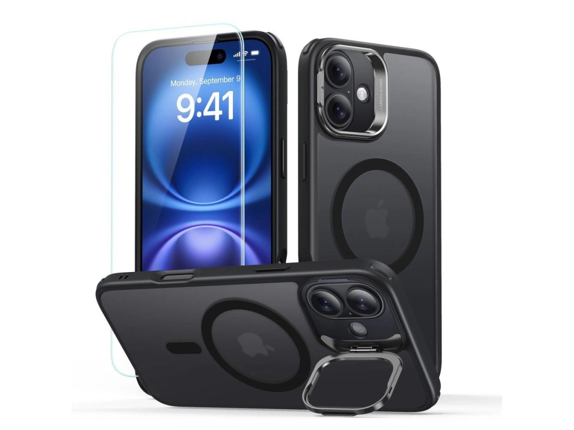 Funda ESR Classic Hybrid con soporte Halolock MagSafe + protector de pantalla de vidrio templado par