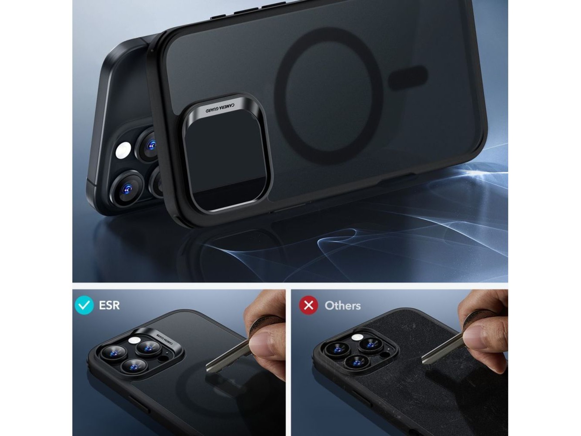 Funda ESR Classic Hybrid Halolock MagSafe + protector de pantalla de vidrio templado para iPhone 16