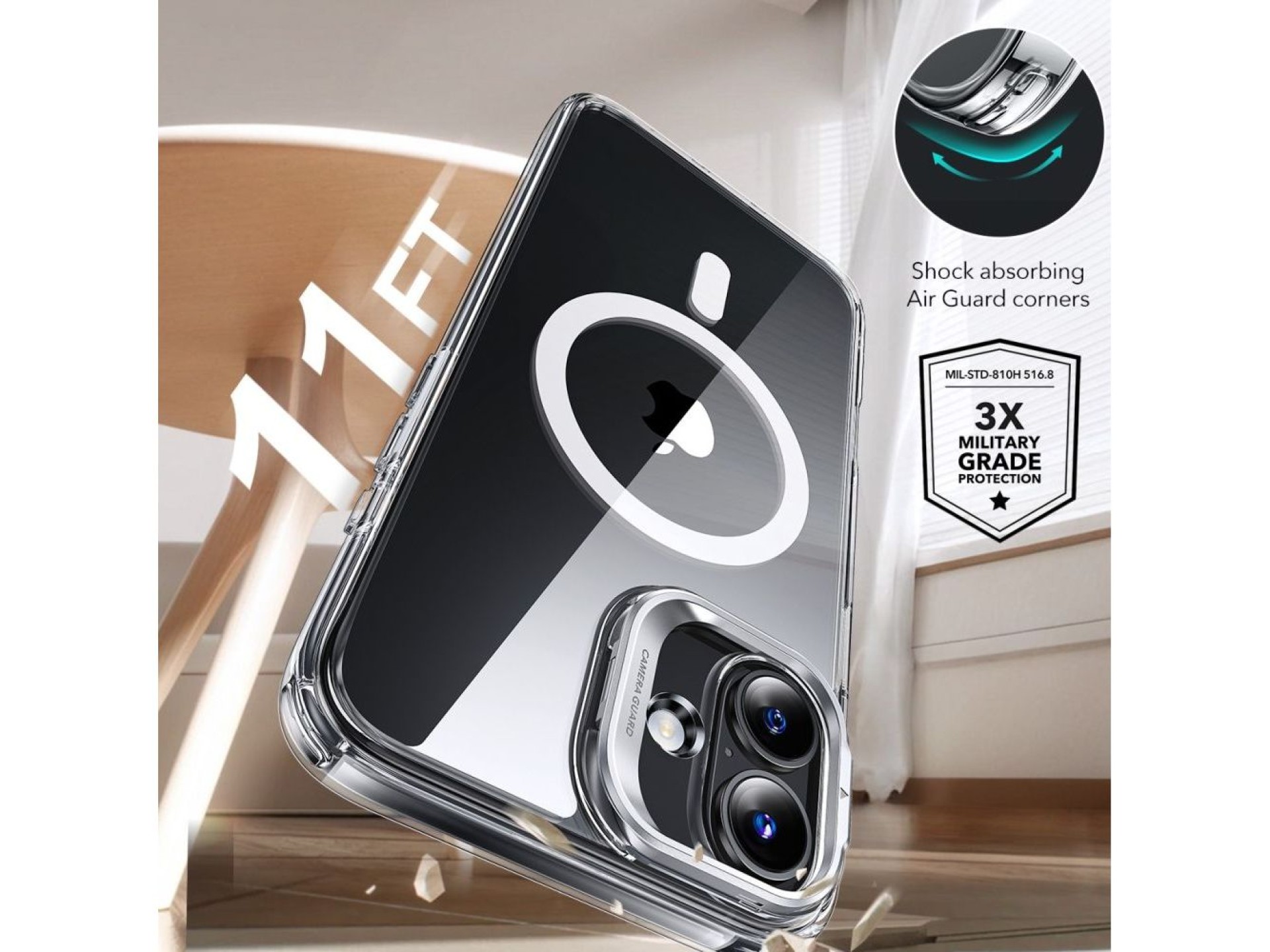 Conjunto de capa ESR Classic Hybrid com suporte, Halolock e MagSafe + película de vidro temperado pa